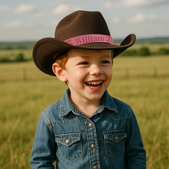 Custom Toddler Boys Cowboy Hat, 2-8t Western Hat for Kids, Leather Hatband Baby Cowgirl Hat for Girls