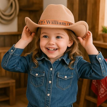 Custom Toddler Boys Cowboy Hat, 2-8t Western Hat for Kids, Leather Hatband Baby Cowgirl Hat for Girls