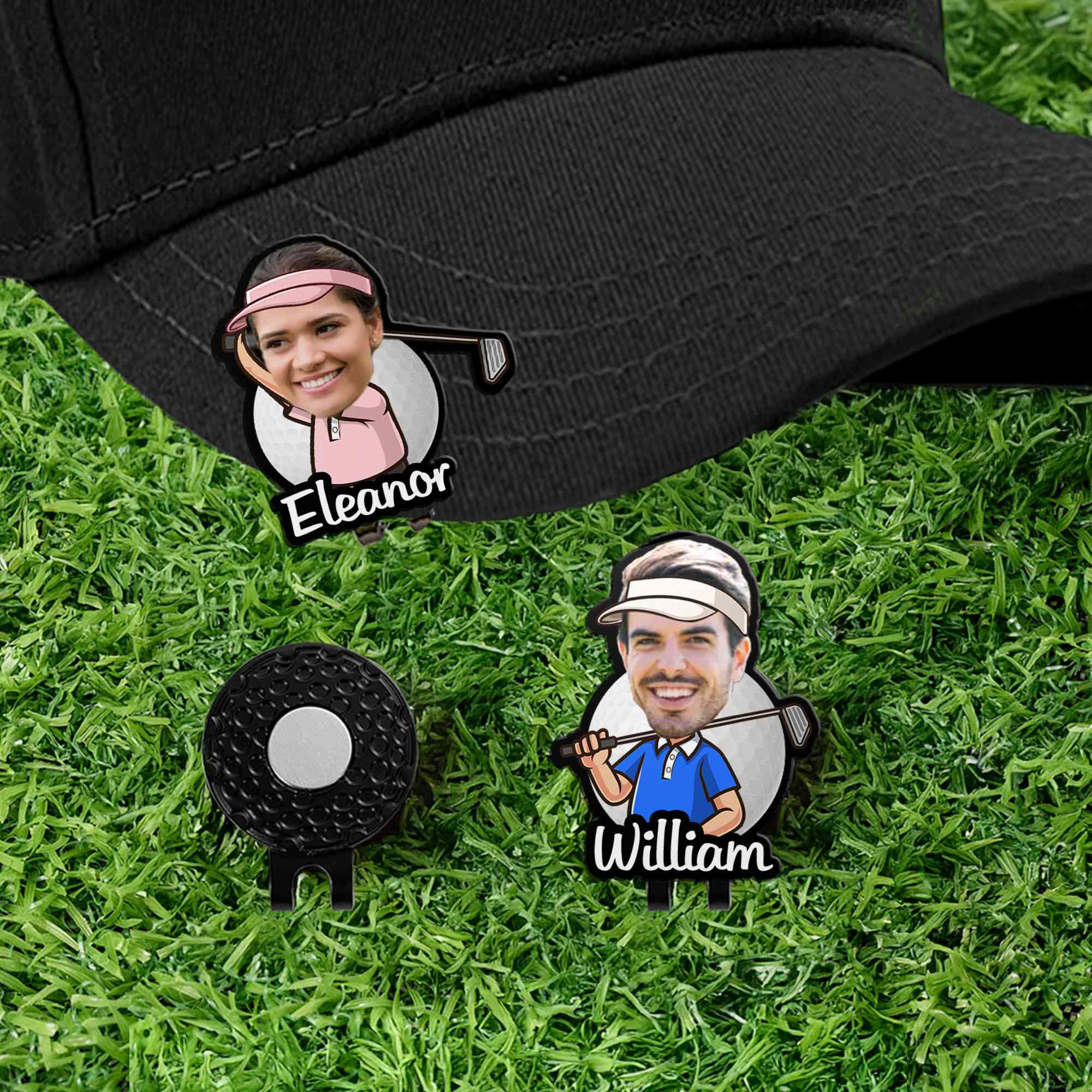 Personalized Photo Cartoon Character Golf Ball Marker with Magnetic Hat Clip, Golf Accessories, Birthday/Father's Day Gift for Golf Lovers/Him/Dad