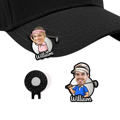Personalized Photo Cartoon Character Golf Ball Marker with Magnetic Hat Clip, Golf Accessories, Birthday/Father's Day Gift for Golf Lovers/Him/Dad