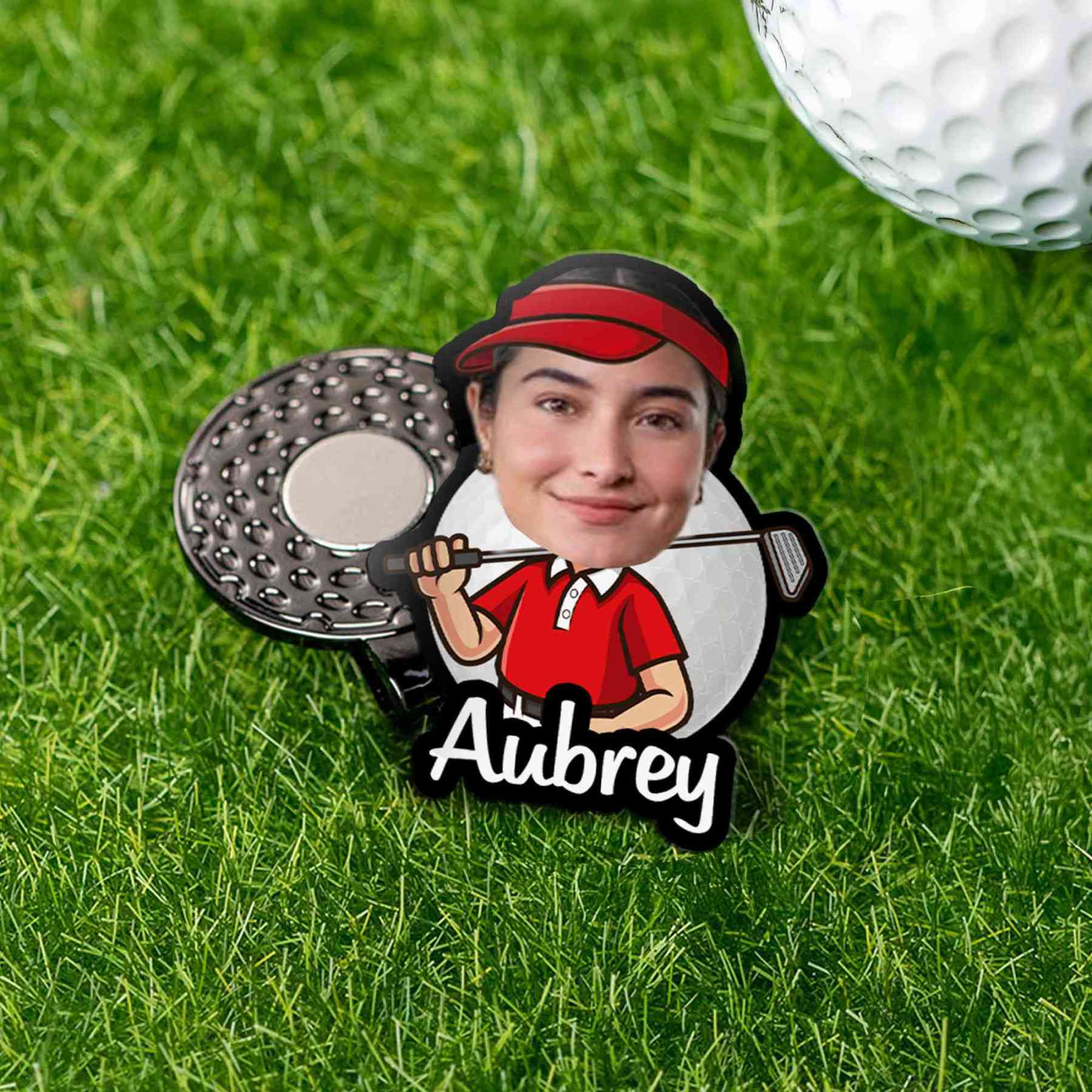 Personalized Photo Cartoon Character Golf Ball Marker with Magnetic Hat Clip, Golf Accessories, Birthday/Father's Day Gift for Golf Lovers/Him/Dad