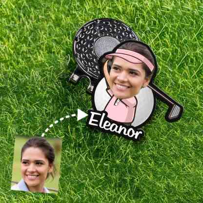 Personalized Photo Cartoon Character Golf Ball Marker with Magnetic Hat Clip, Golf Accessories, Birthday/Father's Day Gift for Golf Lovers/Him/Dad