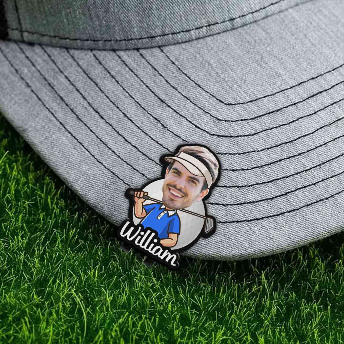 Personalized Photo Cartoon Character Golf Ball Marker with Magnetic Hat Clip, Golf Accessories, Birthday/Father's Day Gift for Golf Lovers/Him/Dad
