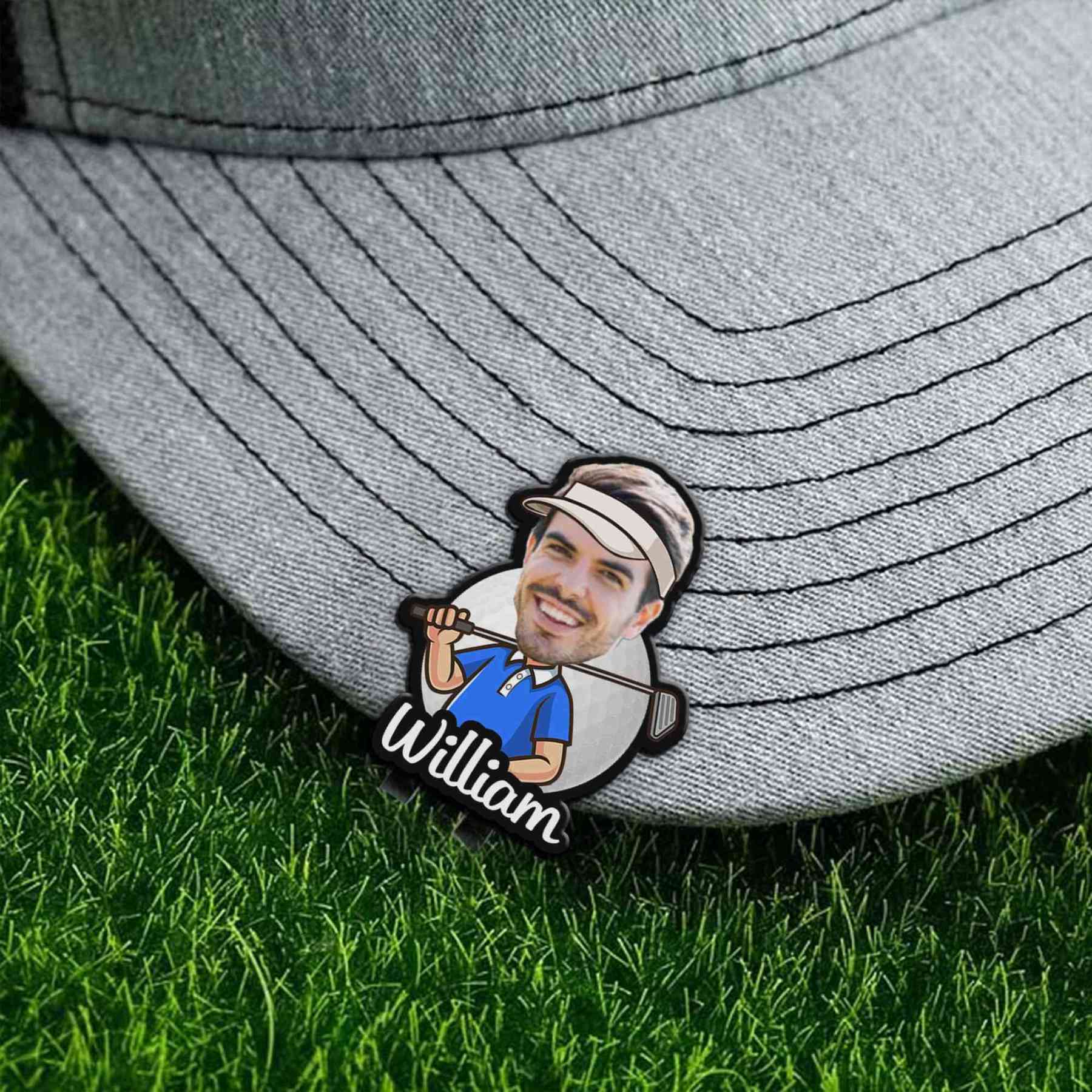 Personalized Photo Cartoon Character Golf Ball Marker with Magnetic Hat Clip, Golf Accessories, Birthday/Father's Day Gift for Golf Lovers/Him/Dad