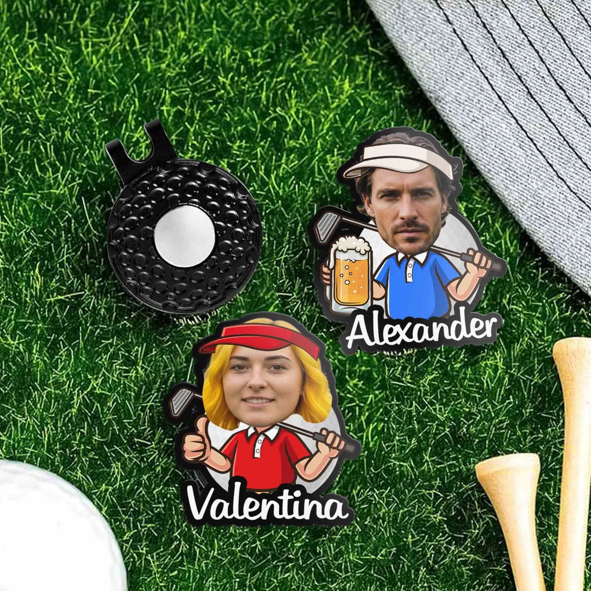Personalized Photo Cartoon Character Golf Ball Marker with Magnetic Hat Clip, Golf Accessories, Birthday/Father's Day Gift for Golf Lovers/Him/Dad
