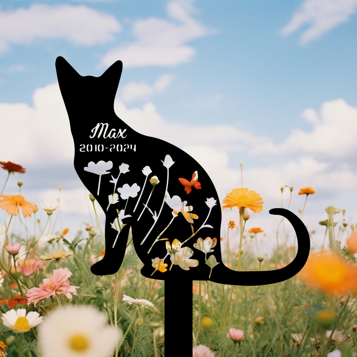 Custom Cat Memorial Stake, Cat Grave Marker, Cat Breed Metal Sign, Pet