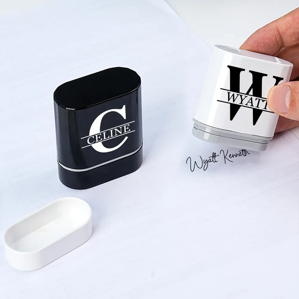 Personalized Simple Initial Name Portable Stamp with Text Daily Use Birthday Gift for Business Partners Friends Family