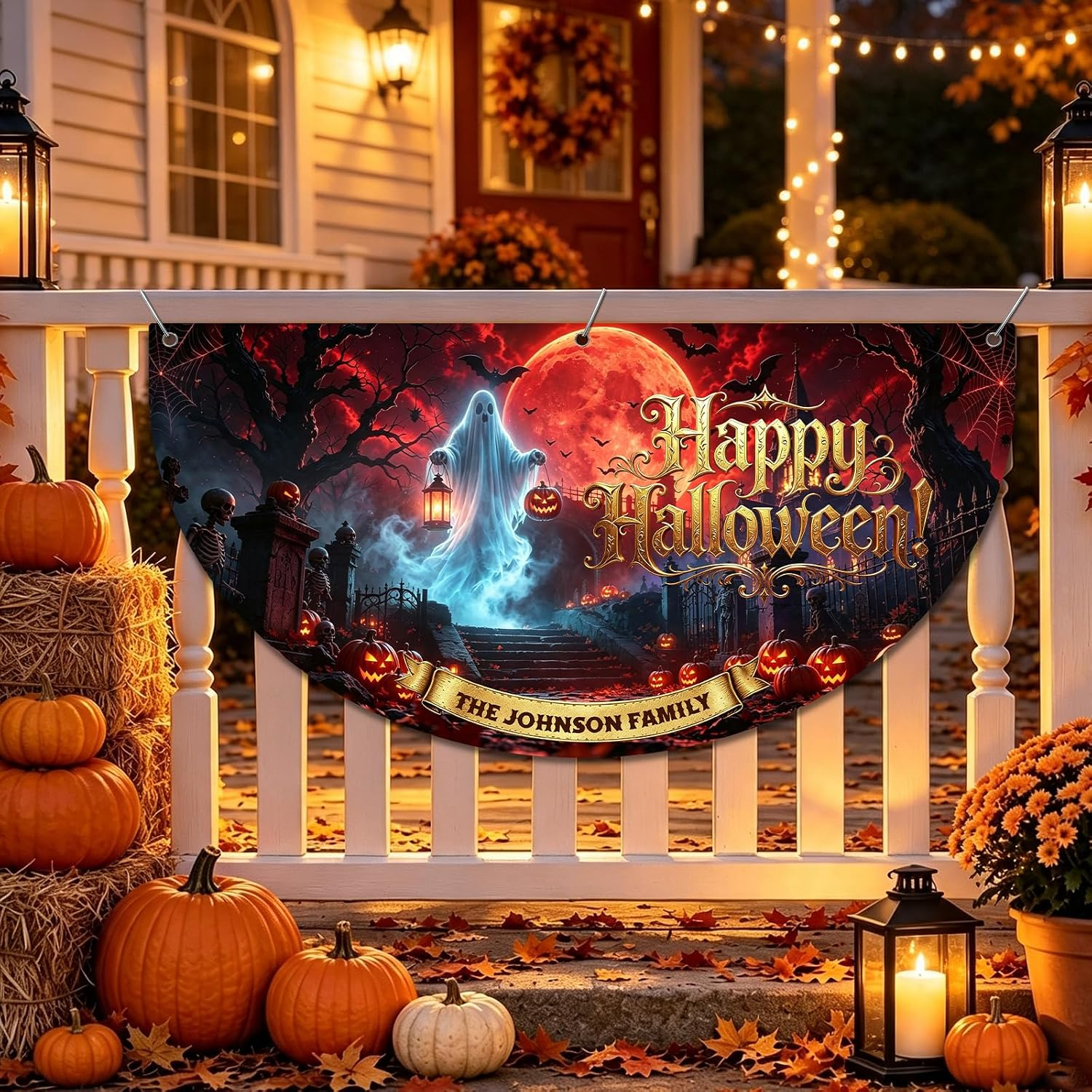 Custom Halloween Banner Personalized Halloween Bunting Party Backdrop for Indoor & Outdoor