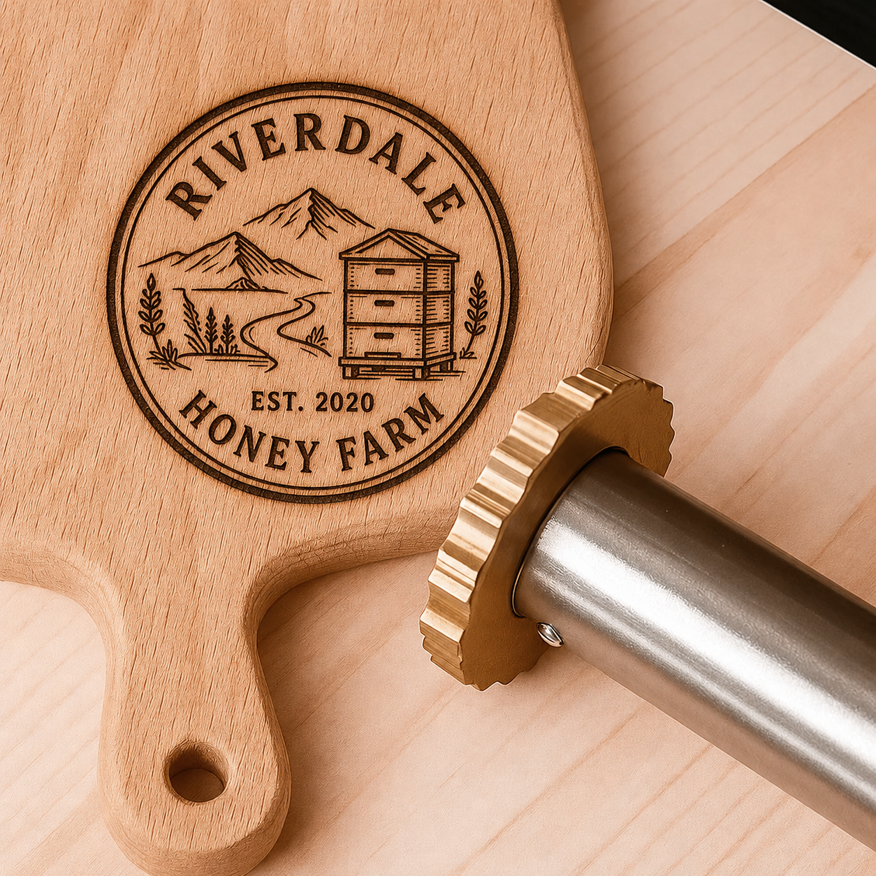 Custom Bee Farm Branding Iron for Apiary Owners – Personalized Beehive Logo Stamp for Wood Products