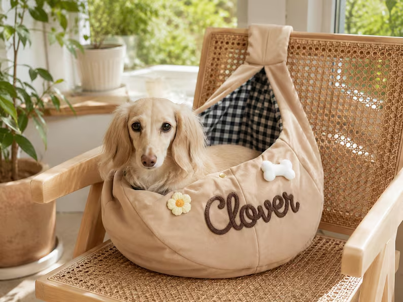 Personalized Pet Sling Carrier, Custom Name Dog Carrier Bag, Small Dog & Cat Shoulder Bag, Hands Free Puppy Travel Bag, Pet Lover Gift