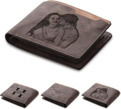Custom Wallets for Men, Personalized Photo Wallets for Fathers Day, Personalized Gifts Engraved Wallets for Boyfriend Husband Dad Men Him