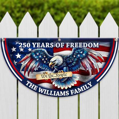 Personalized America 250th Anniversary Bunting Flag Custom Name Patriotic Eagle We The People Non-Pleated Fan Flag
