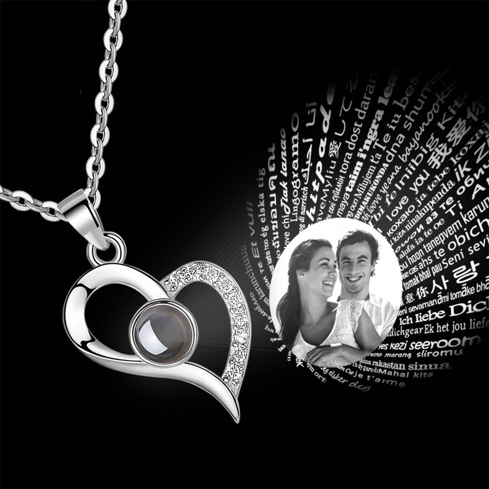 I Love You Necklace in 100 Languages Projection Photo Necklace Love Your Heart For Mother