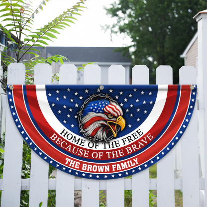 Personalized America 250th Anniversary Bunting Flag Custom Family Name Home Of The Free Because Of The Brave Non-Pleated Fan Flag CH07 910180