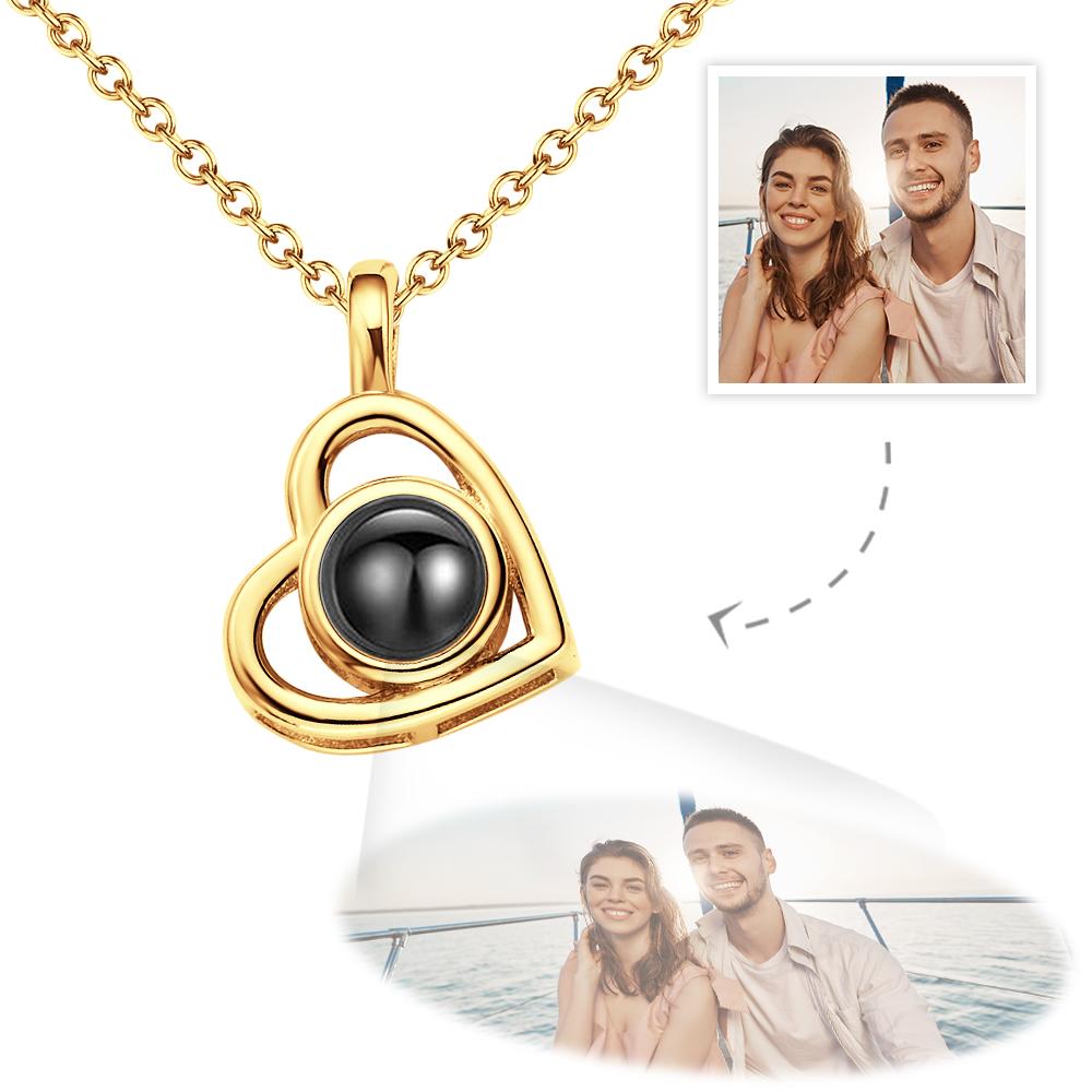 Custom Photo Necklace Projection Heart-shaped Hollow Couple Theme Gifts