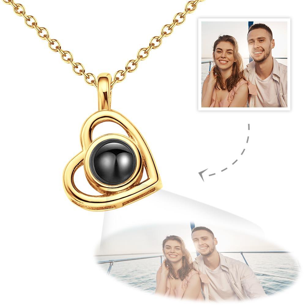 Custom Photo Necklace Projection Heart-shaped Hollow Couple Theme Gifts