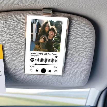 Custom Car Visor Photo Clip,Visor Clip Frame,Personalized Acrylic Sun Visor Decor Gift,Photo Music Code Car Clip,Music Lover Couple Gifts