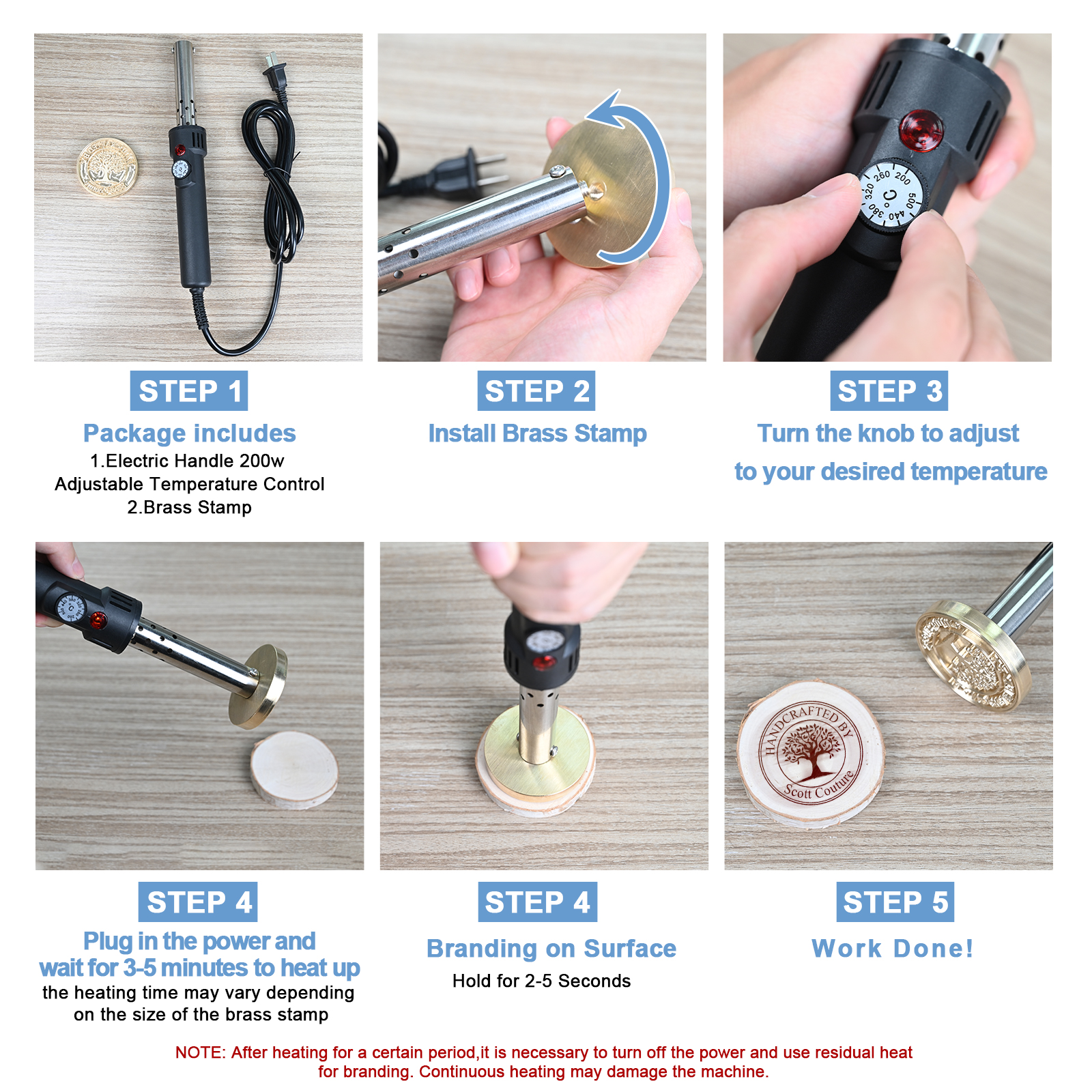 Custom Electric Wood Branding Iron - Personalized Logo Temperature-controlled Wood Burning Stamp, Metal Branding Iron for Leather Food Meat, Letter Branding Irons Gifts for Weddings & Handcraft