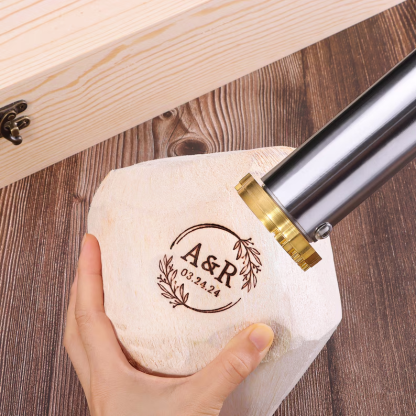 Custom Wedding Logo Branding Iron for Wood, Brass Hot Stamp with Names and Date for Newlywed Keepsakes