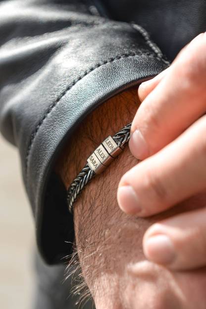 Father Gift, Custom Silver Bracelet For Dad With Kids Name, Personalize Daddy Bracelet, Family Jewelry, Famliy Name Bracelet, Husband Gift
