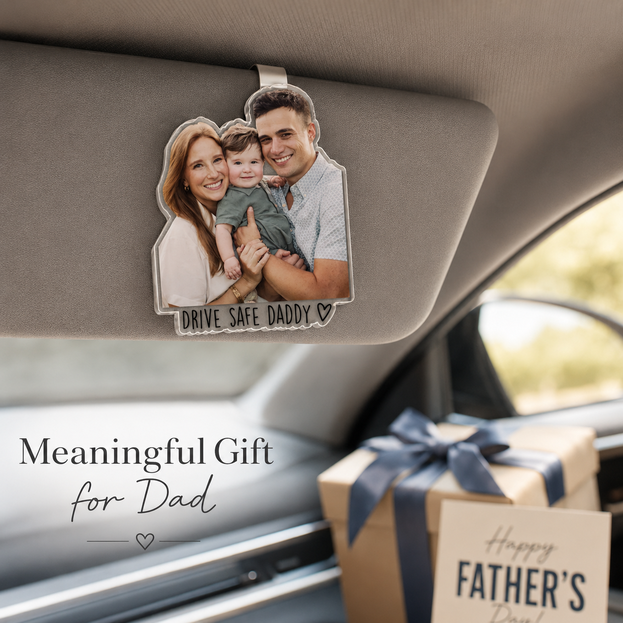 Personalized 1st Father's Day Gift For Dad, Custom Photo Car Visor Clip, Baby Photo Car Sun Visor Clip, Drive Safe Daddy, Gift For Husband