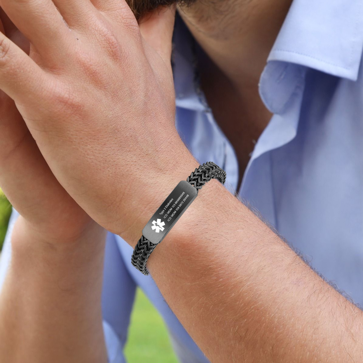 Personalized Medical Alert Bracelet for Men & Women, Custom 8.6" Engraving ID Bracelets Gifts for Grandparents Husband Dad, Customized Stainless Steel Emergency ID Wristband