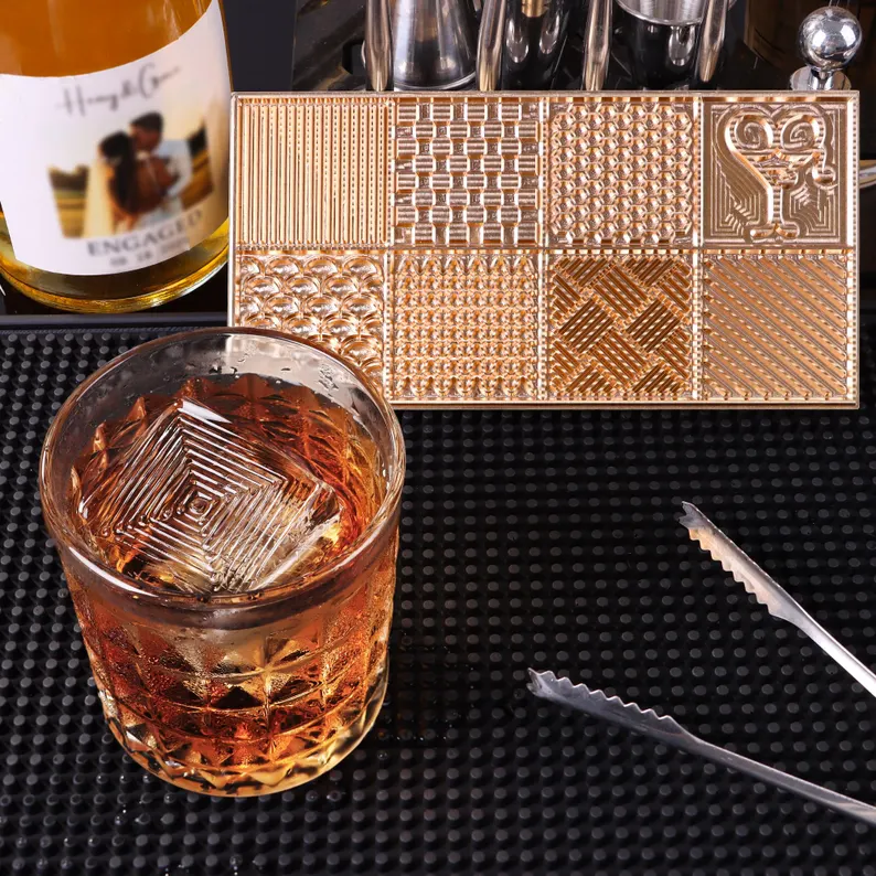 Personalized Ice Cube Tray | Custom Brass Ice Plate for Bar | Whiskey Ice Cube Stamp | Ice Brand Stamp | Gifts for Bartender
