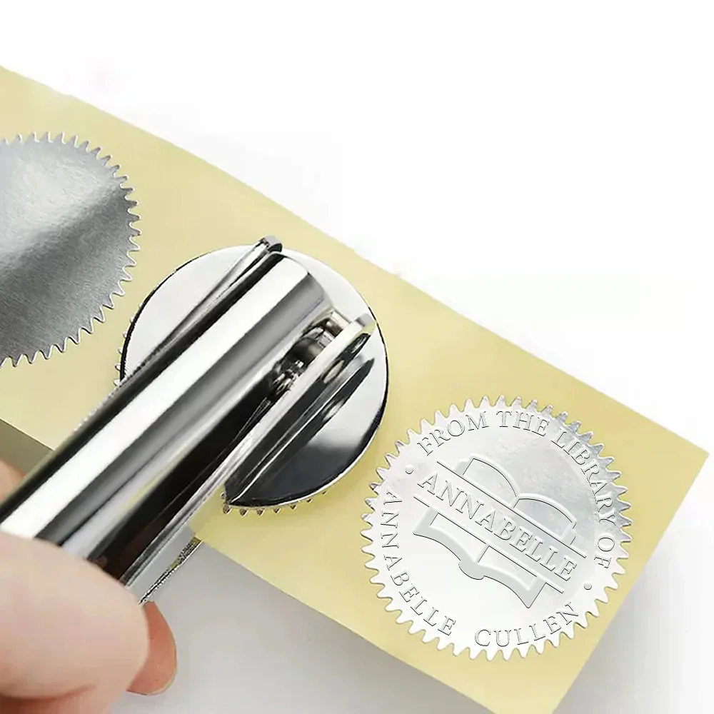 Custom Book Embosser, Personalized Embosser Stamp, Personal Library Embosser Create Unique Name Logo Design, Floral Book Stamp Seal for Wedding Business Envelope, Teacher Book Lover Gift