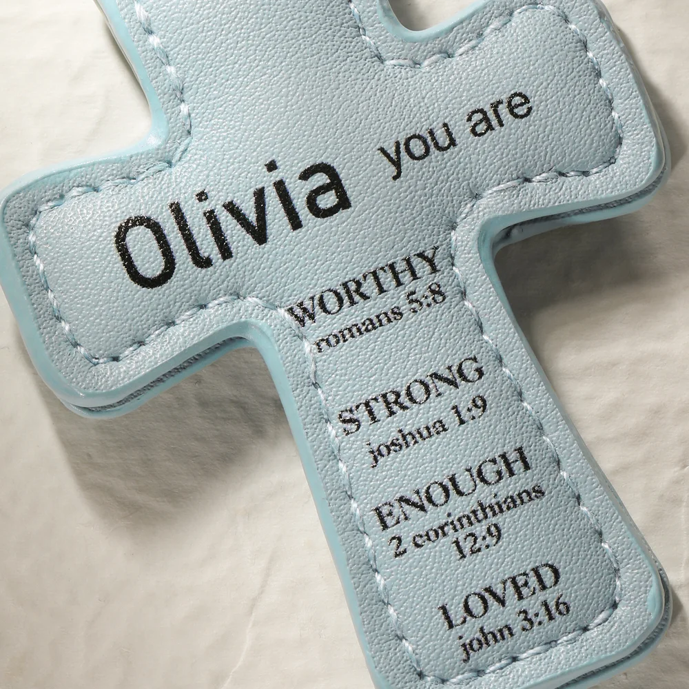 Personalized Inspirational Bible Verses Cross PU Leather Magnetic Bookmark Clip First Communion Baptism Back to School Gift for Christians Bookworms
