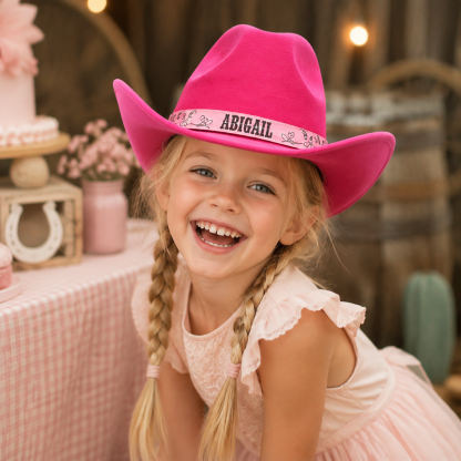 Personalized Cowboy Hat for Toddler Boys Girls, Western Hat for Kids Men Women, Custom Leather Patch Baby Cowgirl Hat