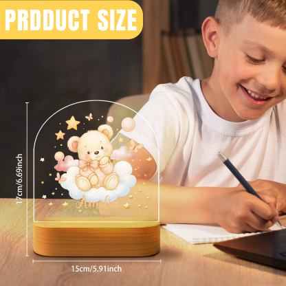 Custom Pink Bear Night Light for Kids – Soft LED Nursery Lamp