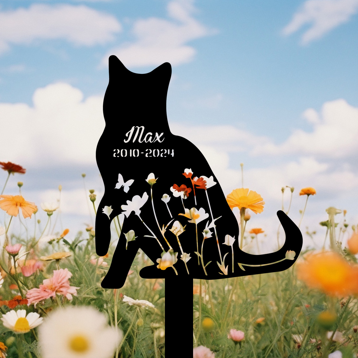 Custom Cat Memorial Stake, Cat Grave Marker, Cat Breed Metal Sign, Pet