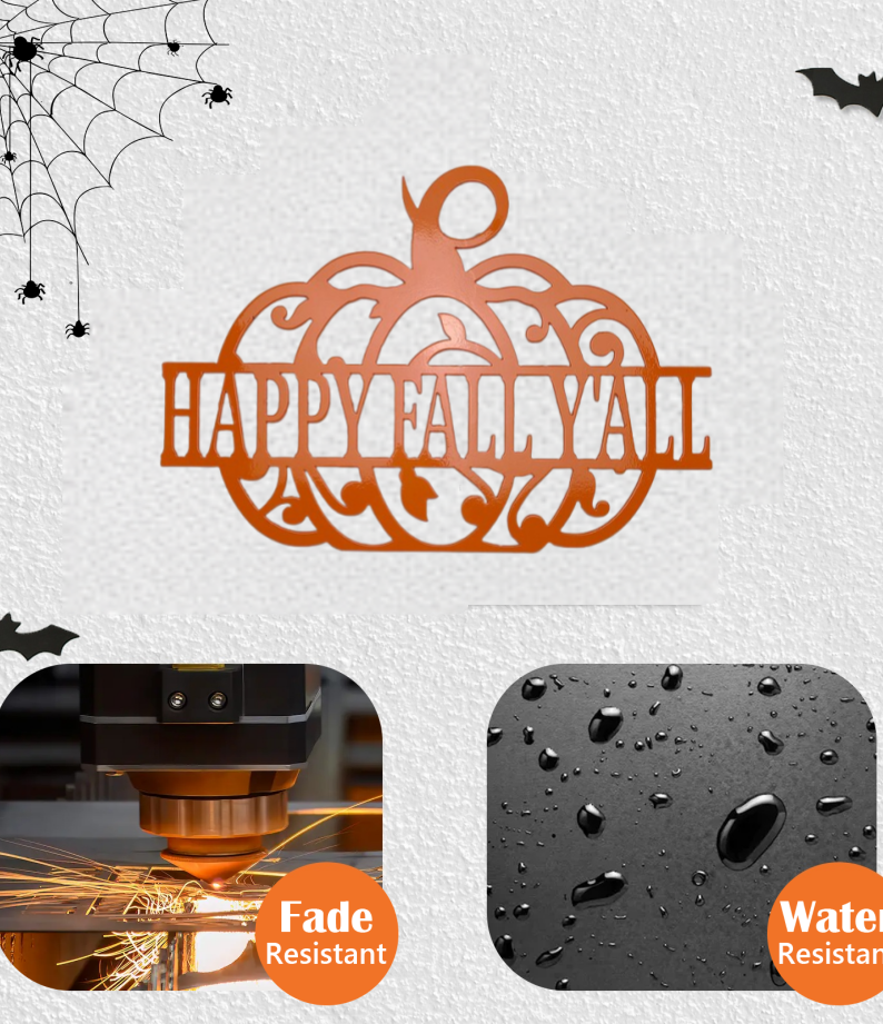 Happy Fall Yall Pumpkin Metal Sign, Fall Door Hanger, Fall Wreath, Fall Decor, Metal Signs, Home Decor, Gift Ideas, Holiday