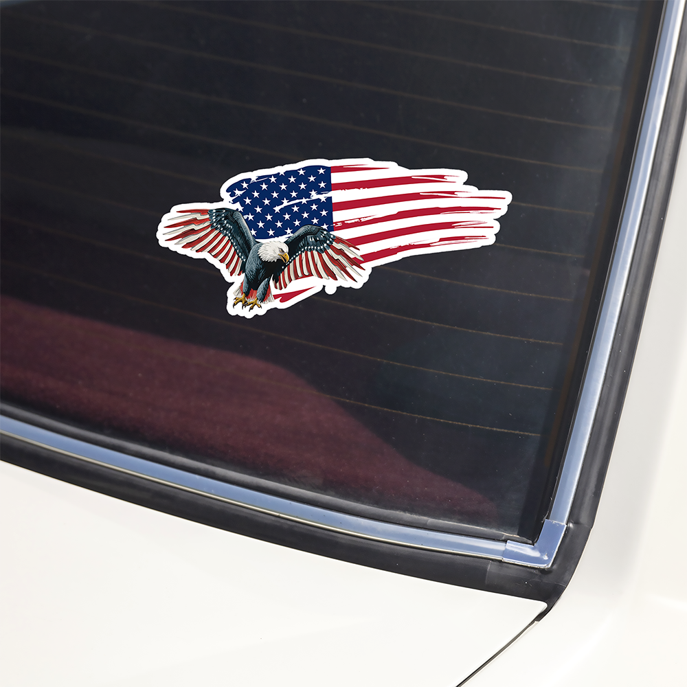 American Eagle Waving USA Flag Car Window Decal Sticker HA75 898390