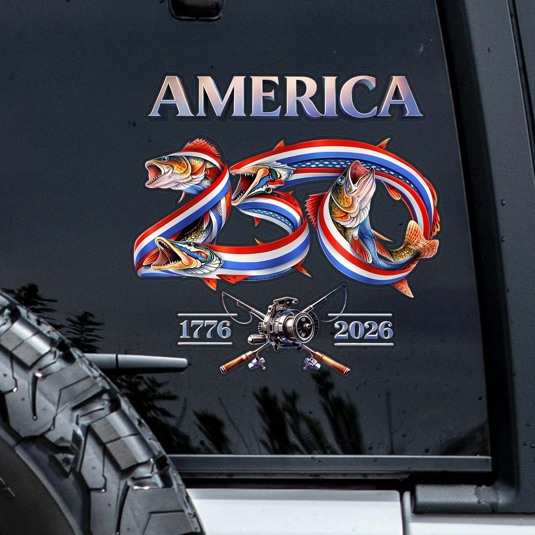 Bass Fishing America 250 1776 - 2026 Car Window Decal Sticker LM32 899193