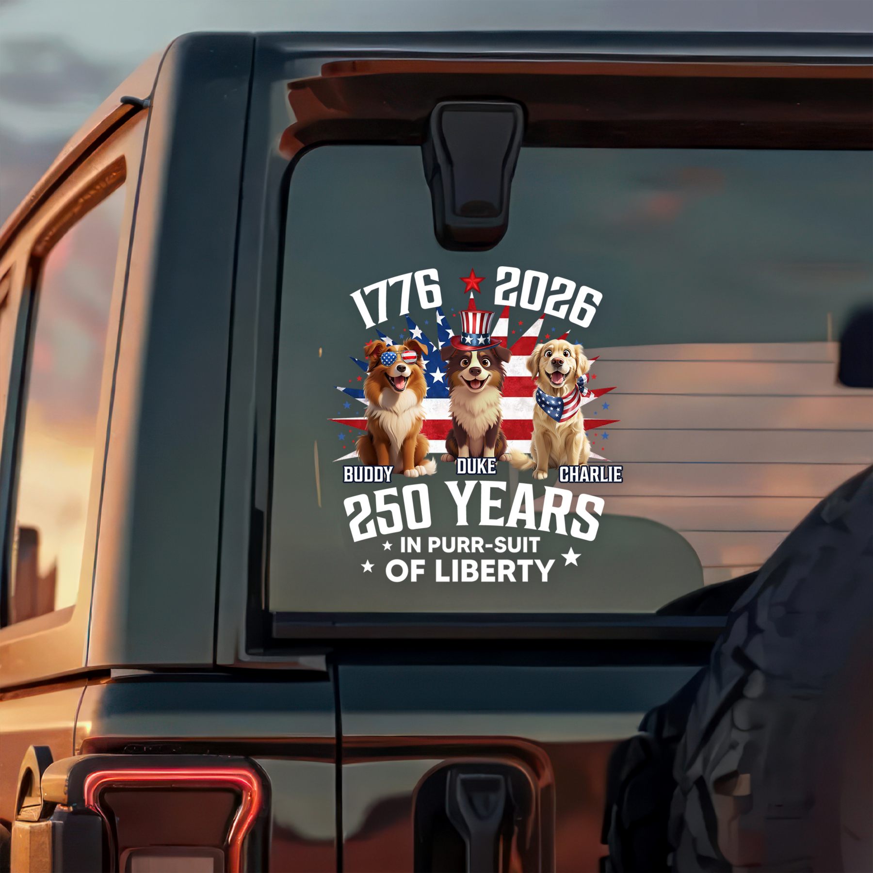 Personalized 250 Years In Purr-suit Of Liberty Vintage Dog Car Sticker HO82 901234