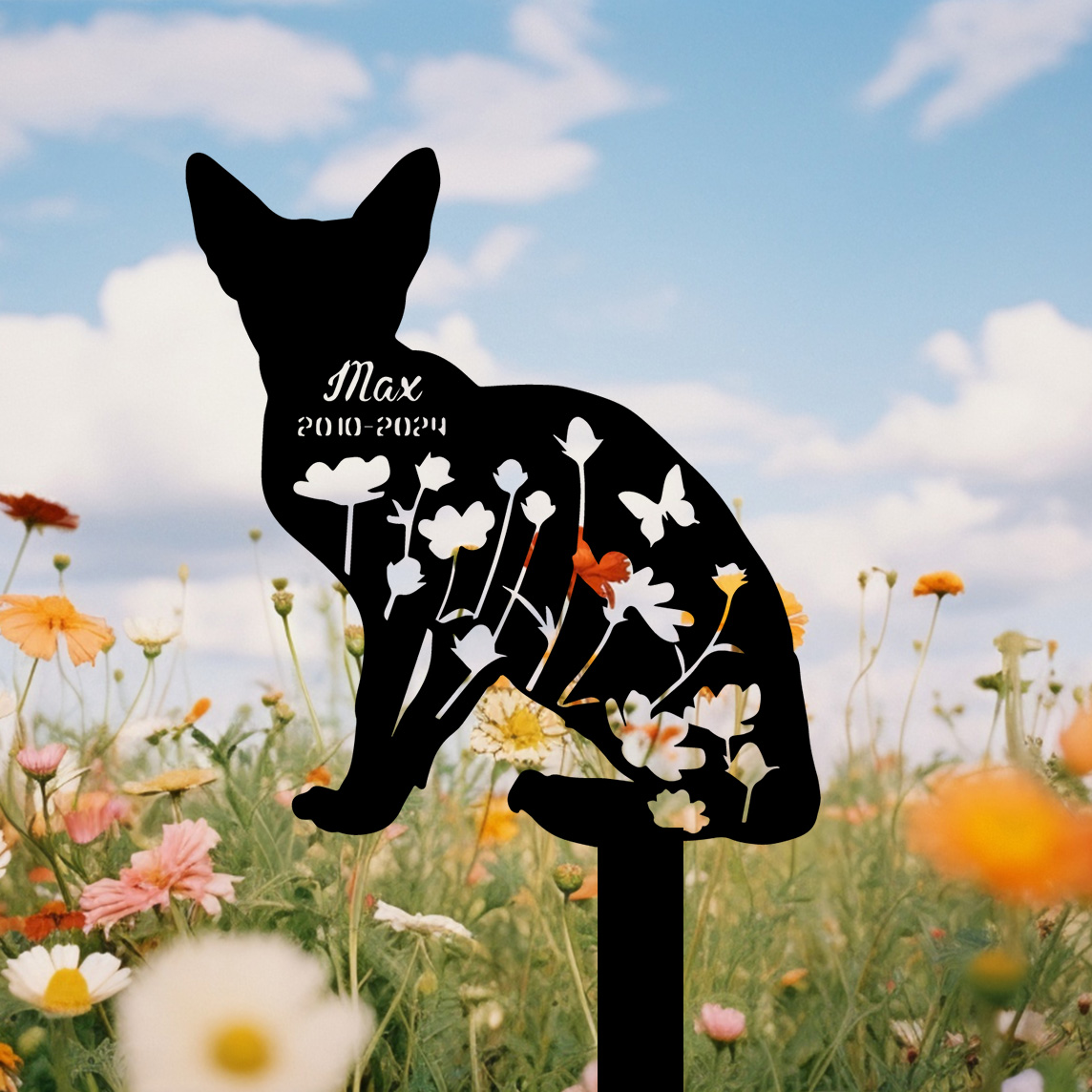 Custom Cat Memorial Stake, Cat Grave Marker, Cat Breed Metal Sign, Pet