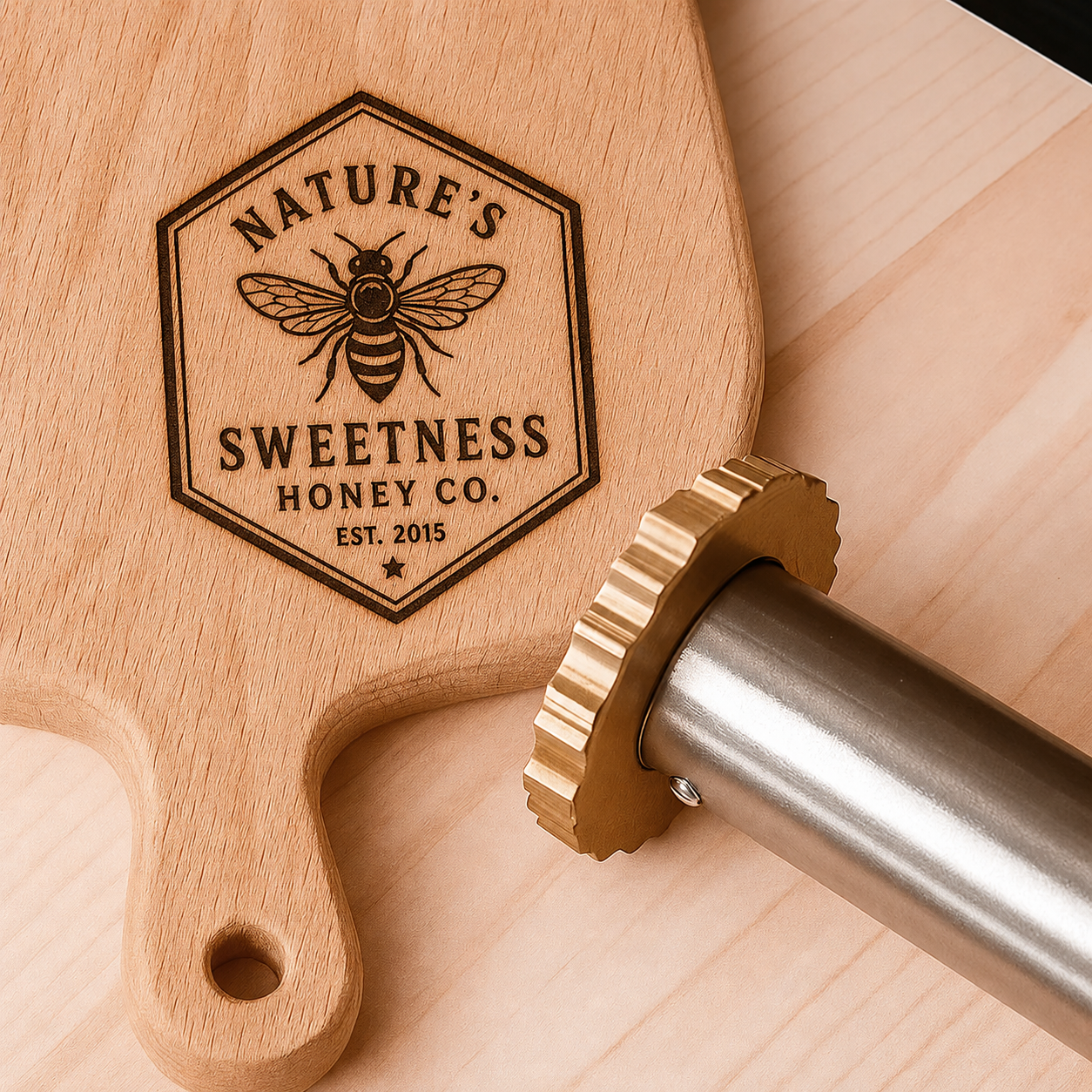 Personalized Honeycomb Logo Branding Iron – Custom Bee Stamp Tool for Woodworkers and Beekeepers