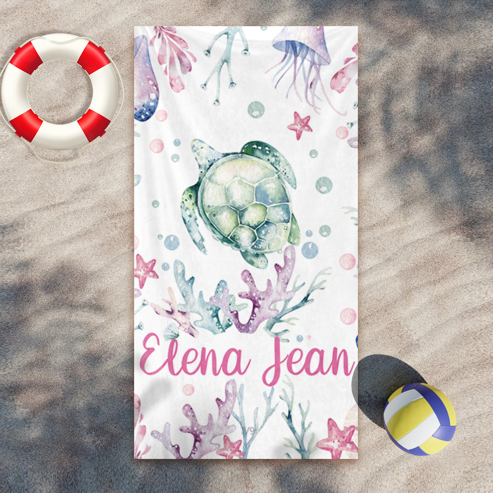 Sea Turtle Custom Beach Towel For Kids