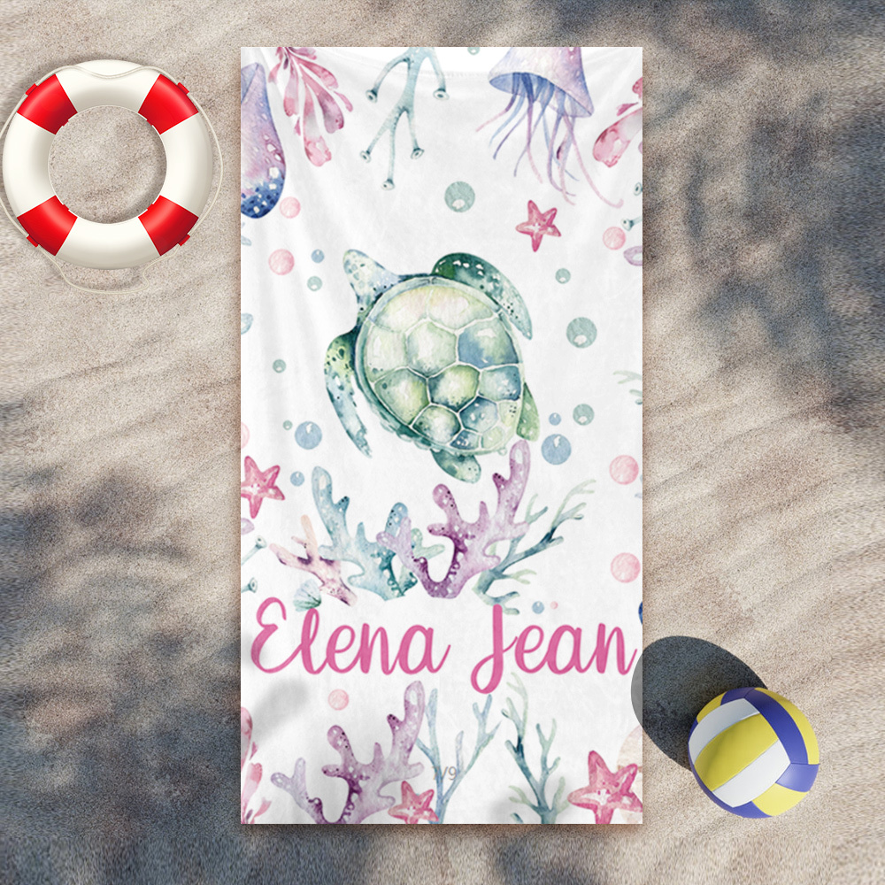 Sea Turtle Custom Beach Towel For Kids