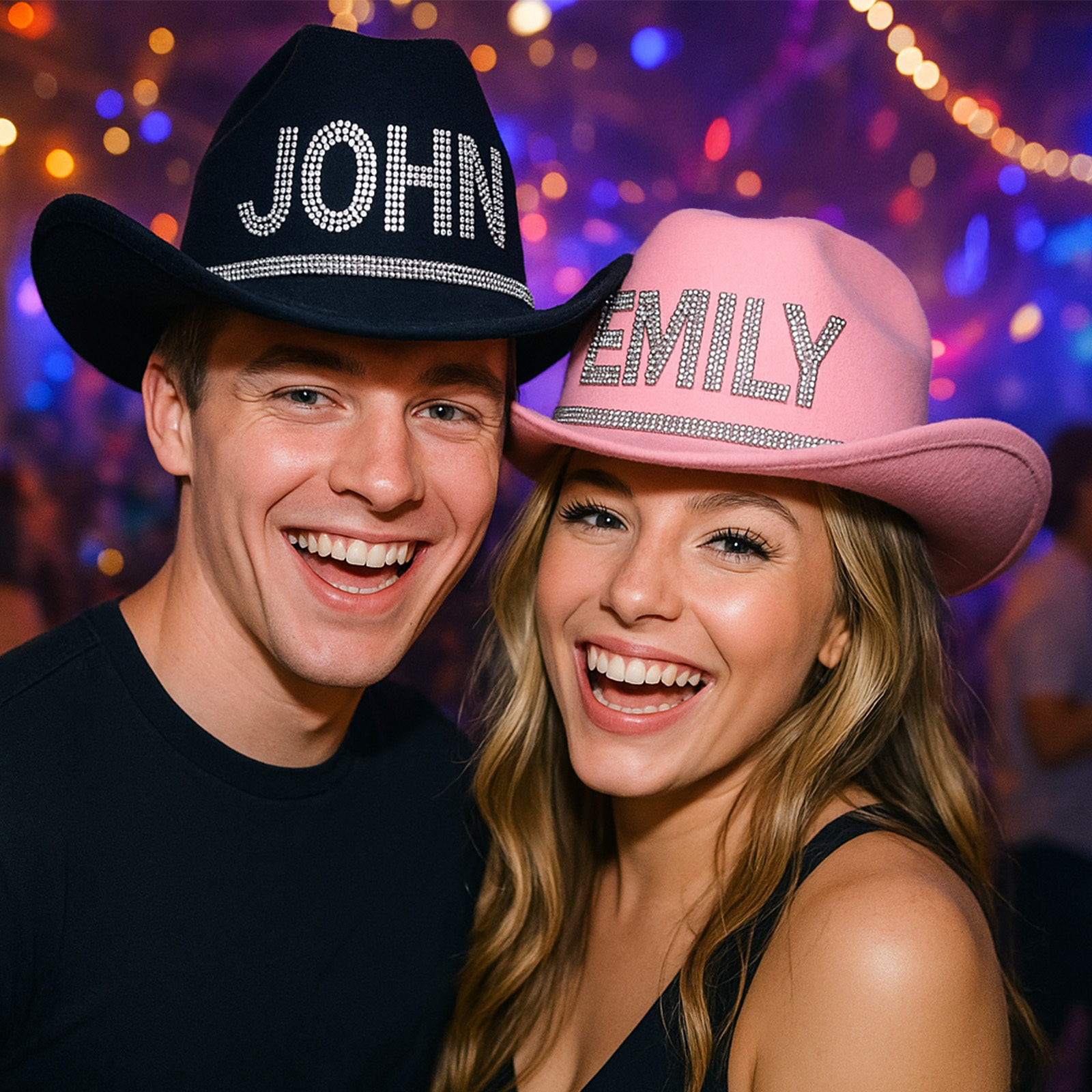 Sparkly Rhinestone Cowboy Hat – Men & Women Custom Western Hat, Wide Brim, Ideal for Weddings, Bachelorette Parties & Country Events