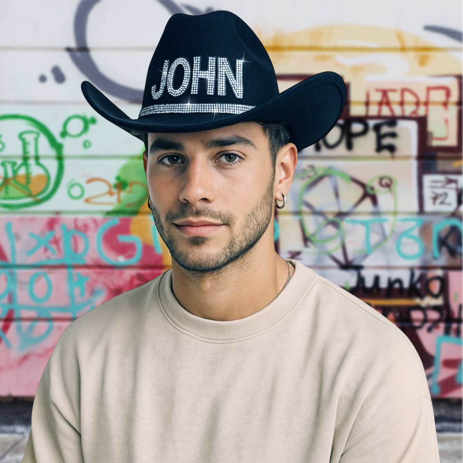 Custom Cowboy & Cowgirl Hats – Sparkling Rhinestone Western Hat for Men, Women & Girls, Wide Brim, Perfect for Parties & Festivals