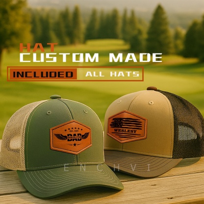 Custom Hats for Men Women Personalized Baseball Caps Leather Patch Trucker Hat for Adult Black-Gray Adjustable Custom Hats