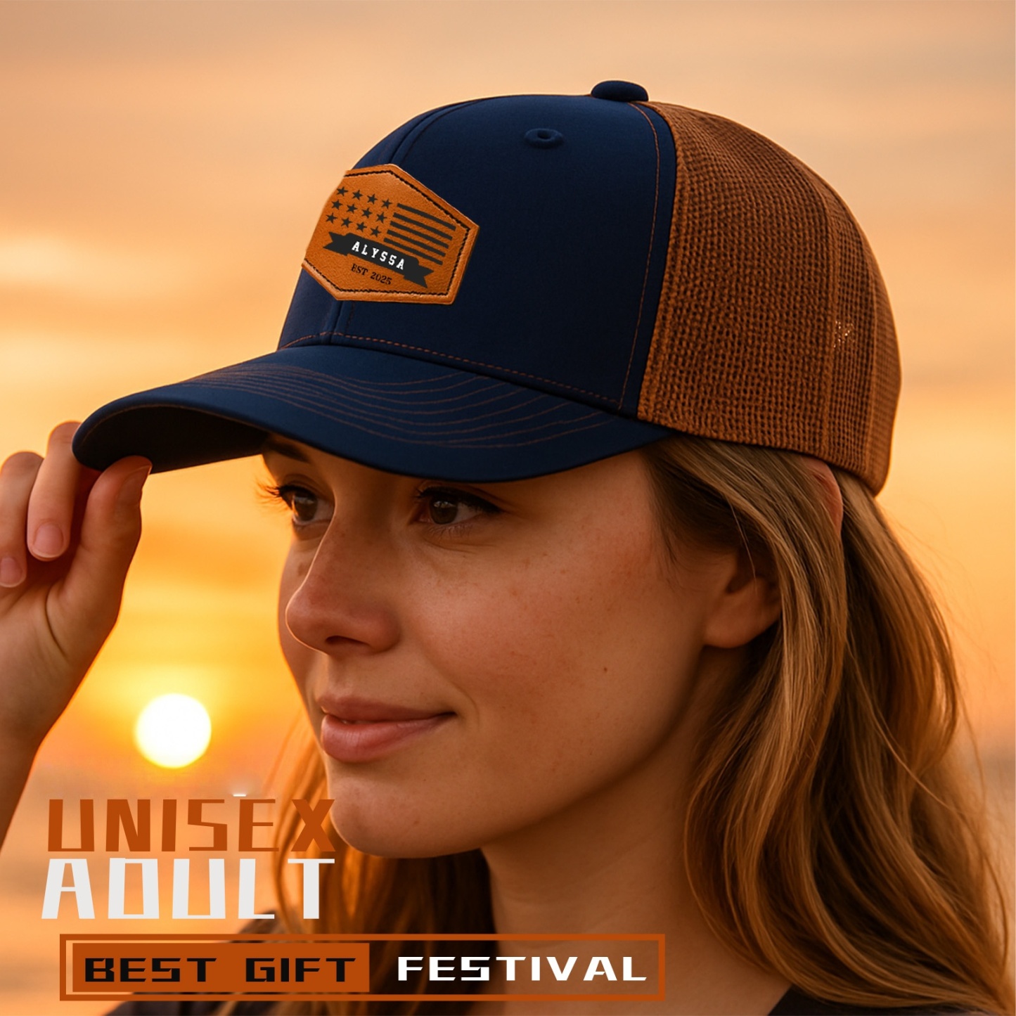 Custom Hats for Men Women Personalized Baseball Caps Leather Patch Trucker Hat for Adult Black-Gray Adjustable Custom Hats