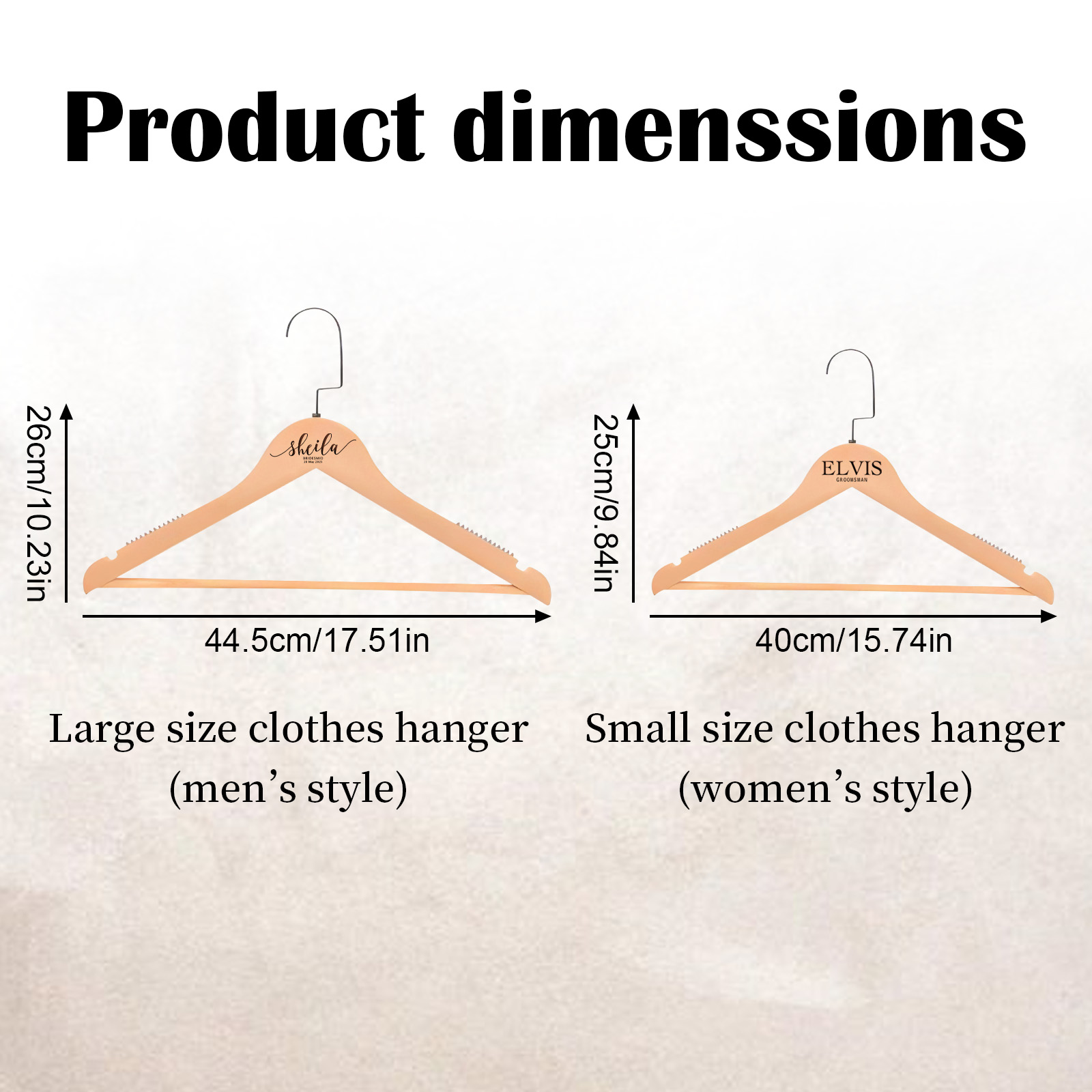 Custom Wooden Hanger for Bridal Party, Natural Wood Bride Hanger for Wedding Dress, Personalized Bridesmaid Gifts, Bridesmaid Hangers Maid of Honor Gifts, Wedding Dress Hanger Bride and Groom