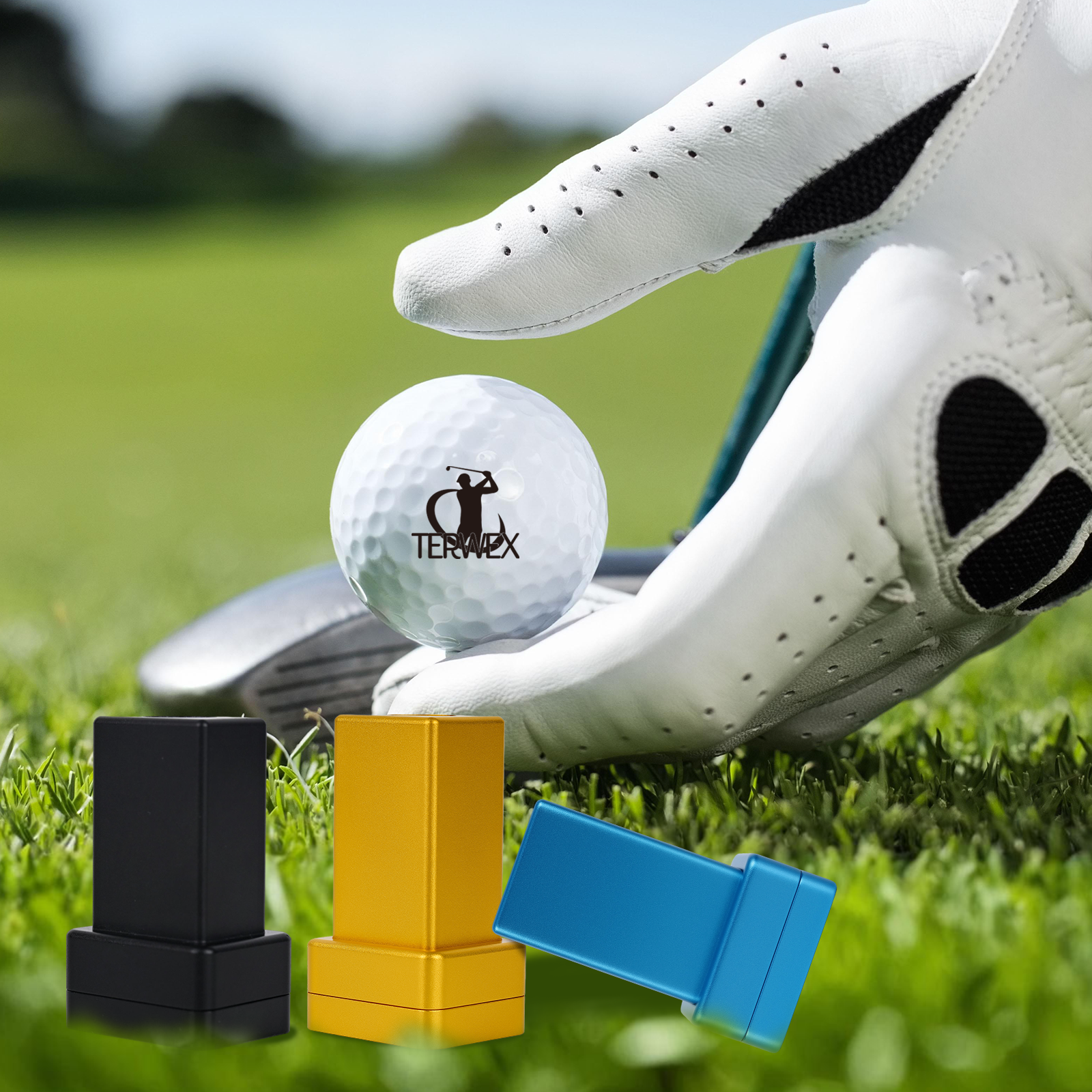 Terwex Custom Golf Ball Stamp - Self-Inking Personalized Golf Ball Marker Stamp - Waterproof Quick-Dry Monogram Golf Balls Stamper with Your Unique Design - Funny Golf Accessories Gift for Men Golfers