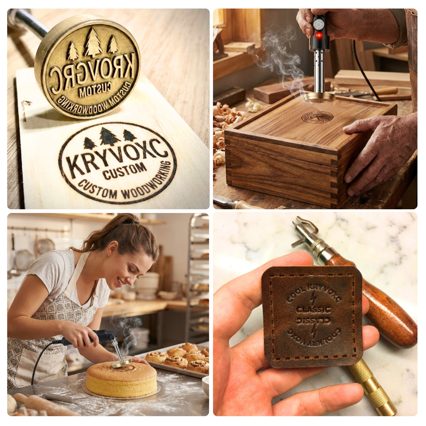 Custom Electric Branding Iron for Wood, Temperature-Controlled Metal Stamp with Stand, Personalized Logo Letter Iron for Leather Food Marking, Woodworking DIY Tool Gift