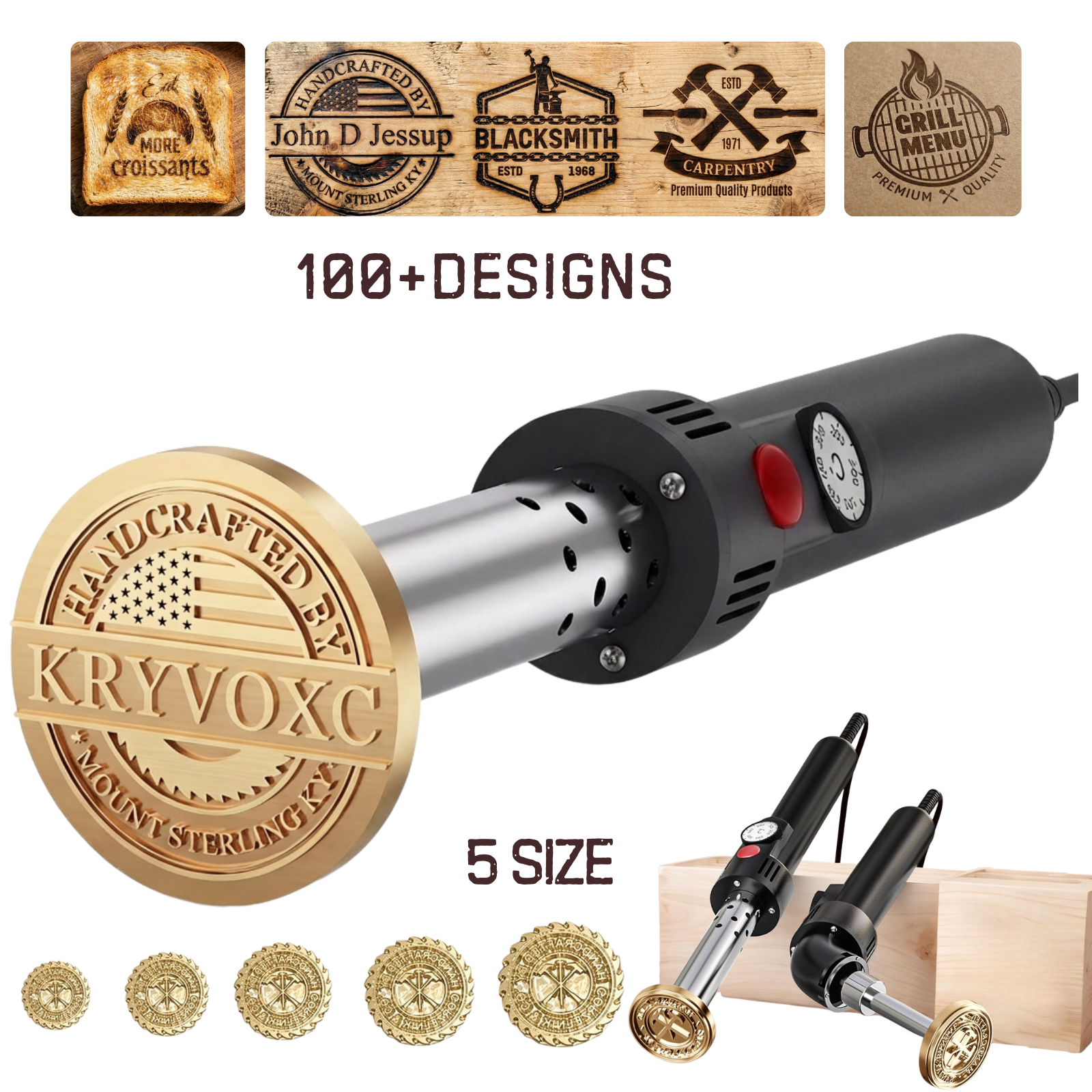 Custom Electric Branding Iron for Wood, Temperature-Controlled Metal Stamp with Stand, Personalized Logo Letter Iron for Leather Food Marking, Woodworking DIY Tool Gift