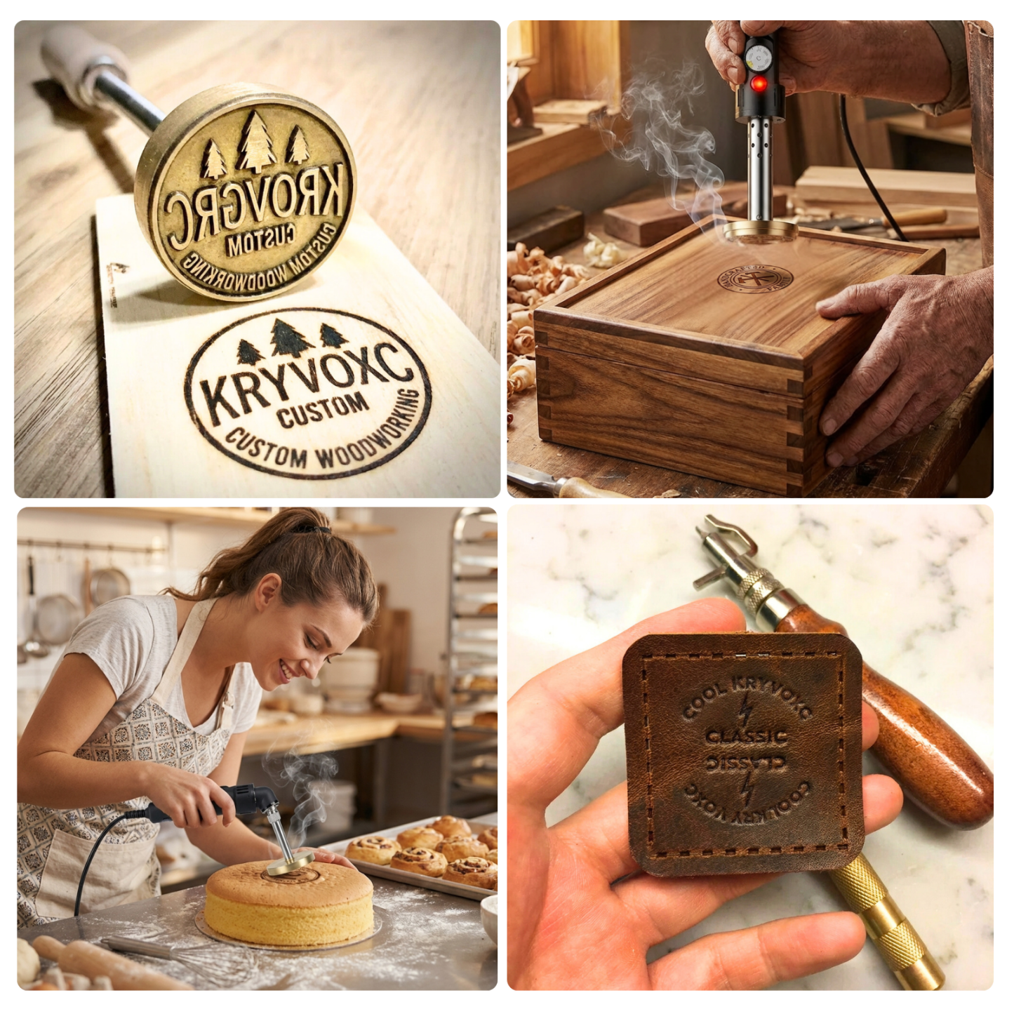 Custom Electric Branding Iron with Stand, Personalized Logo Metal Stamp for Wood Leather Food, Temperature Controlled Branding Tool for DIY Makers, Woodworking Craft Gift