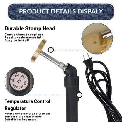 Custom Electric Branding Iron with Stand, Personalized Logo Metal Stamp for Wood Leather Food, Temperature Controlled Branding Tool for DIY Makers, Woodworking Craft Gift